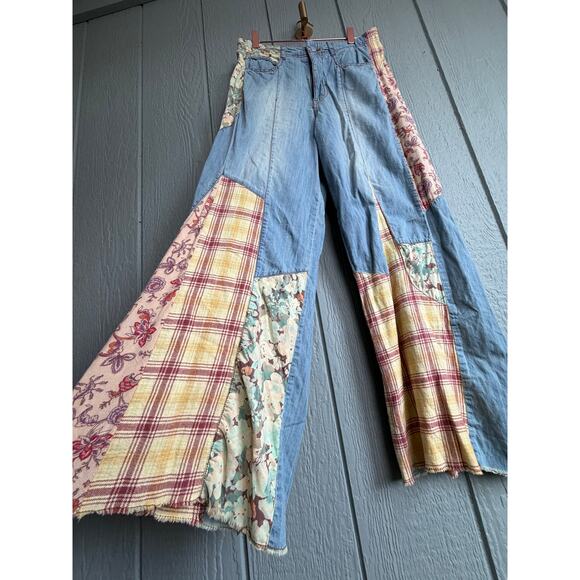 Pilcro Anthropologie The Adi Mid Rise Patchwork Jeans, Size 28 Boho $178 - Picture 5 of 8